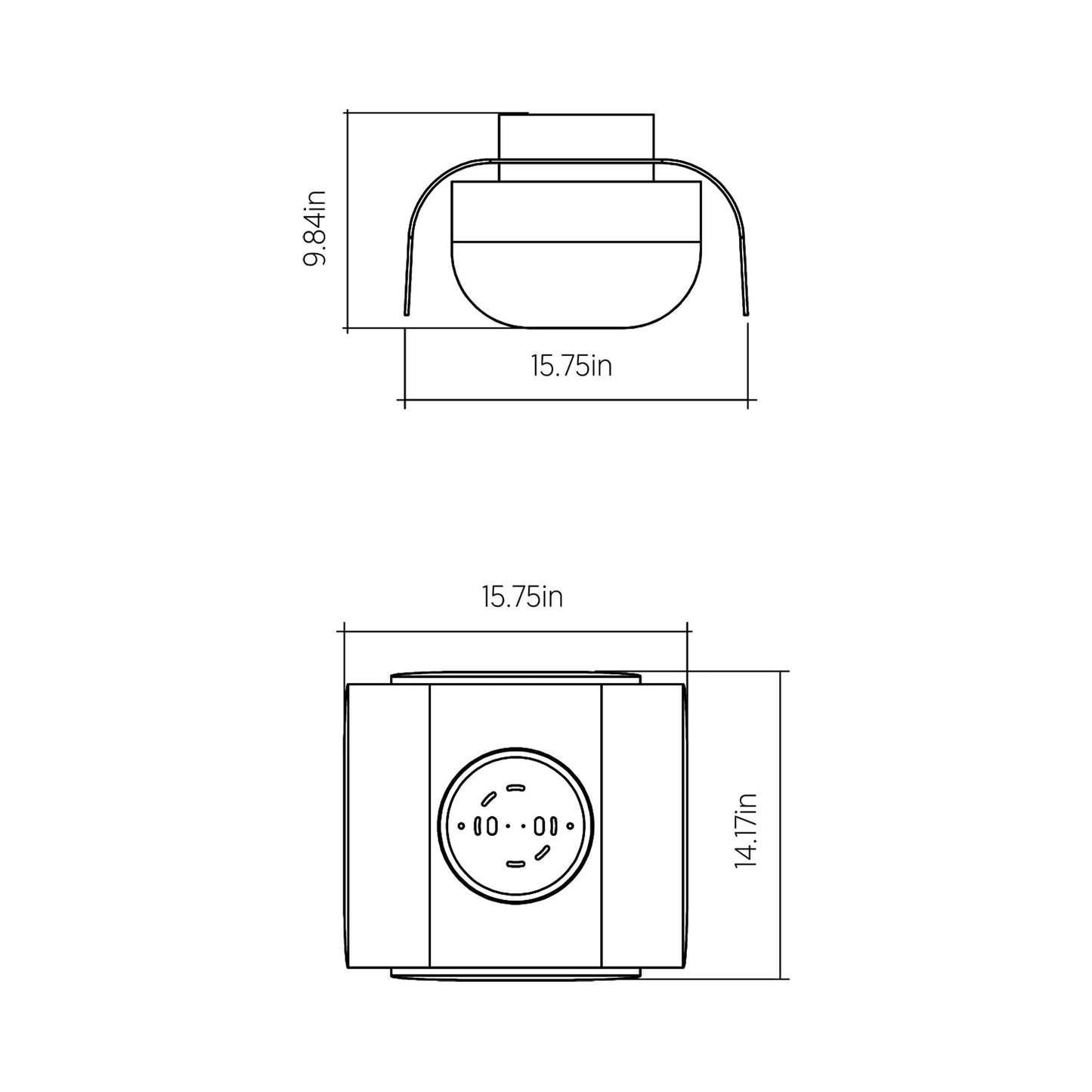 Clean Flush Mount Ceiling Light - line drawing.
