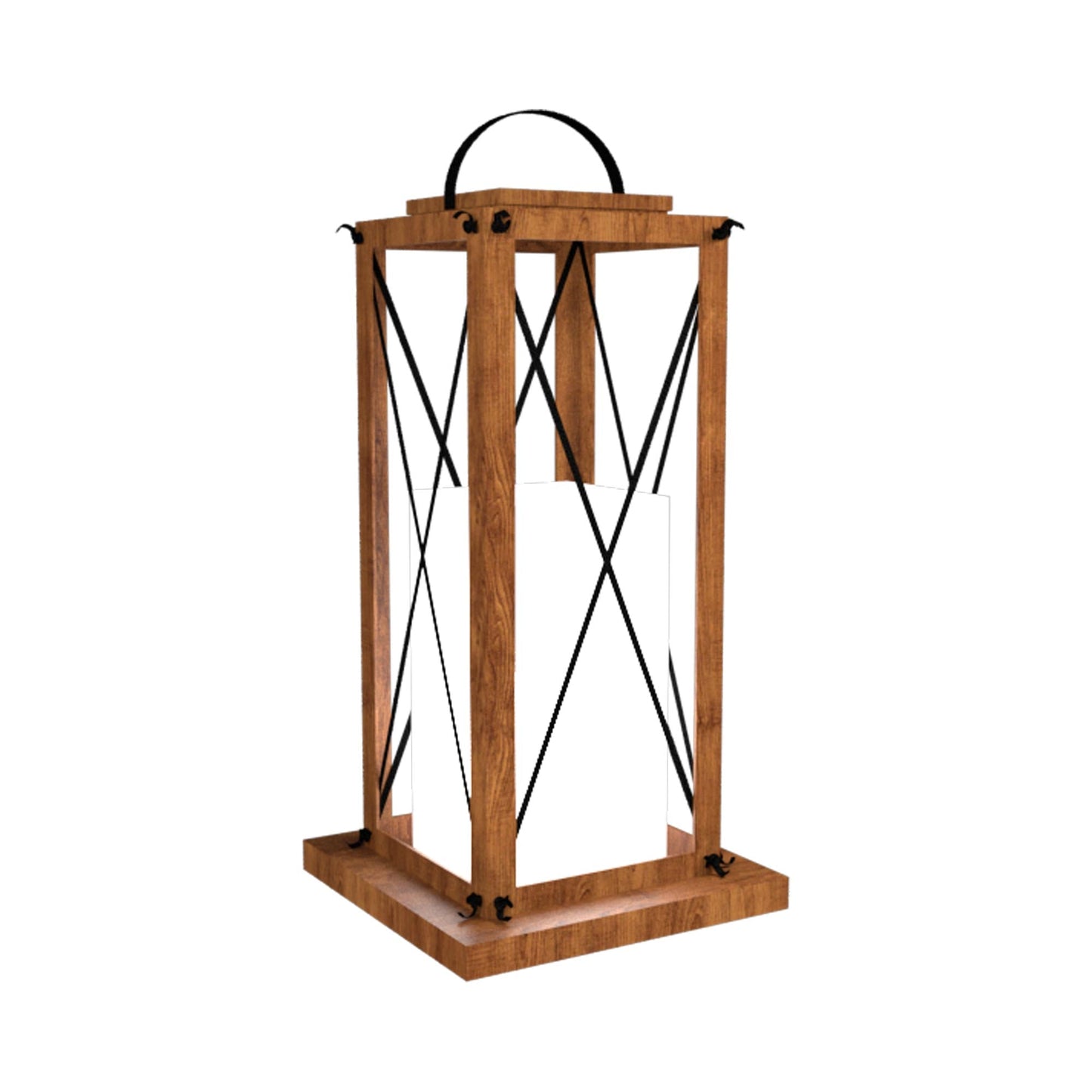 Clean Lantern Floor Lamp in Imbuia (25.59-Inch).