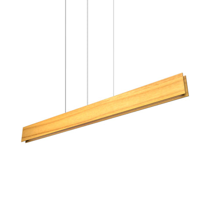 Clean LED Linear Pendant Light in Teak (27.56-Inch).