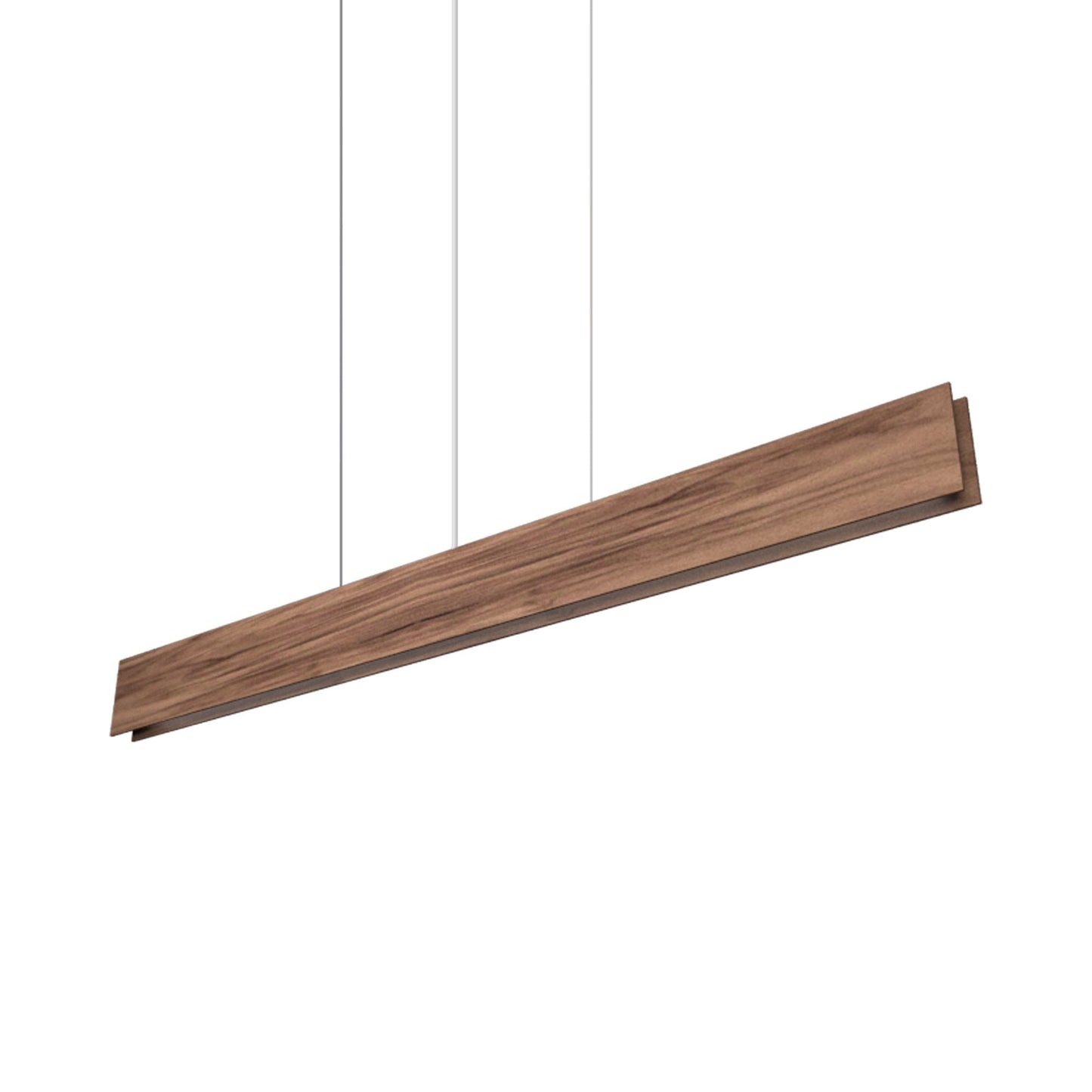 Clean LED Linear Pendant Light in American Walnut (27.56-Inch).