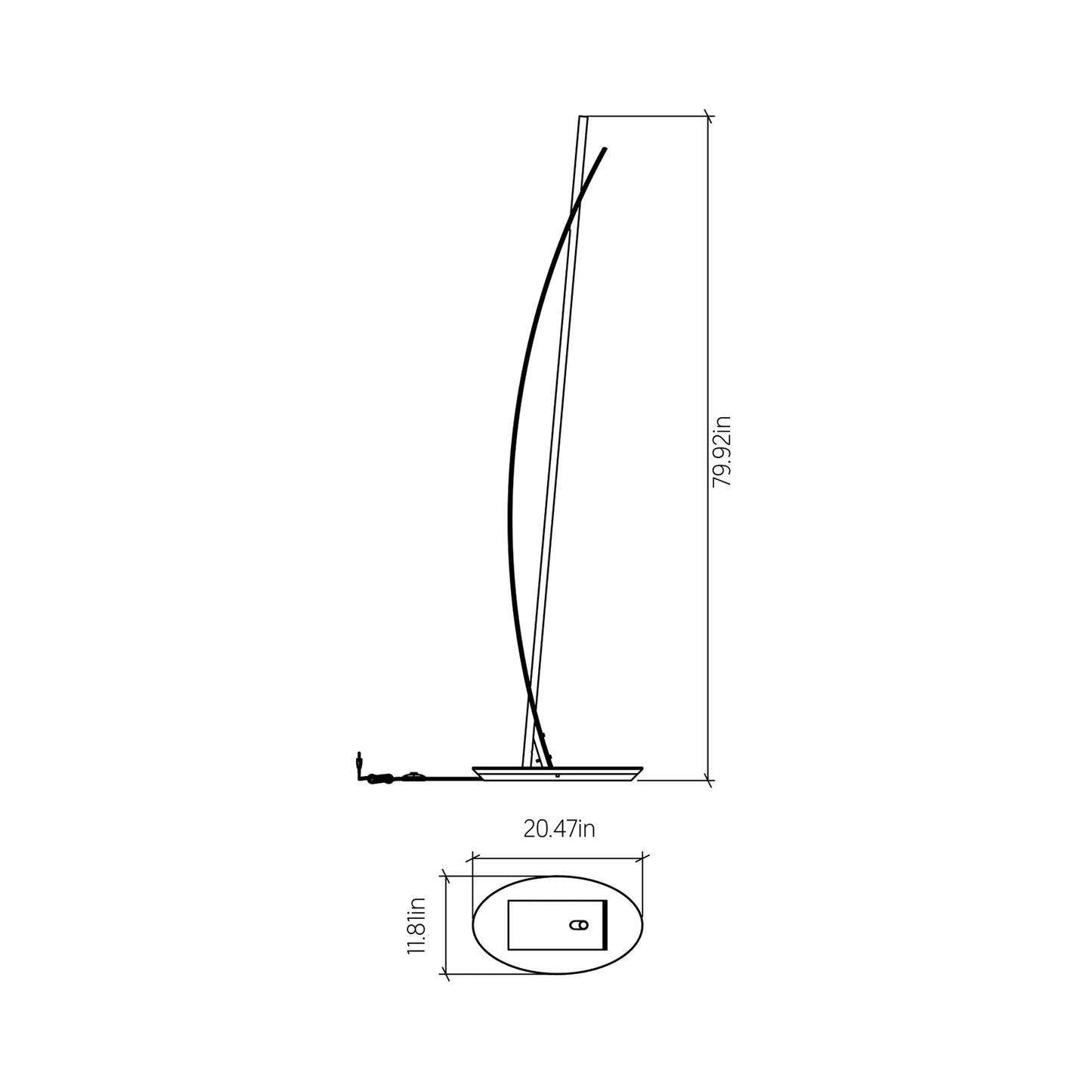 Clean Raft LED Floor Lamp - line drawing.