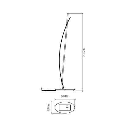 Clean Raft LED Floor Lamp - line drawing.