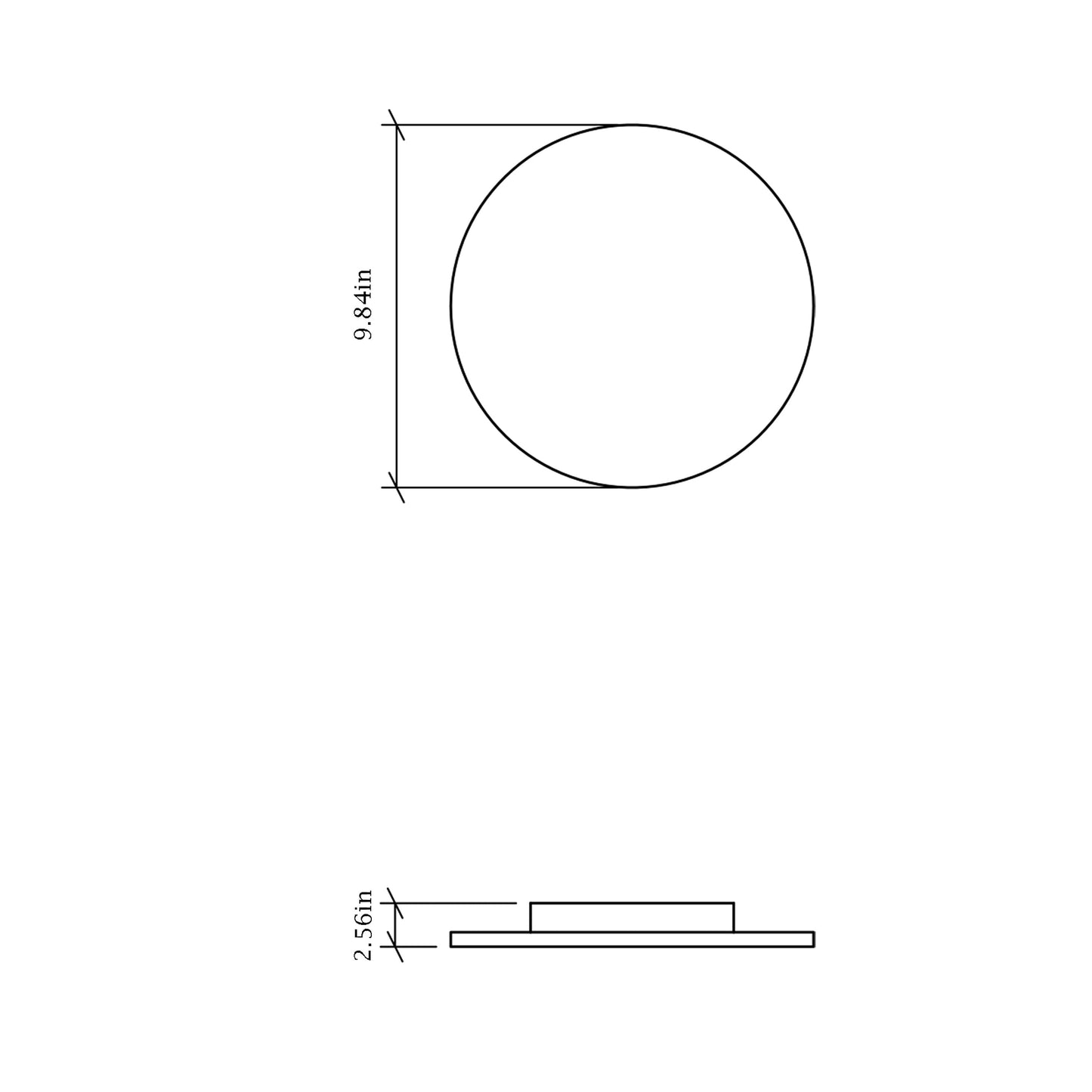 Clean Round LED Wall Light - line drawing.