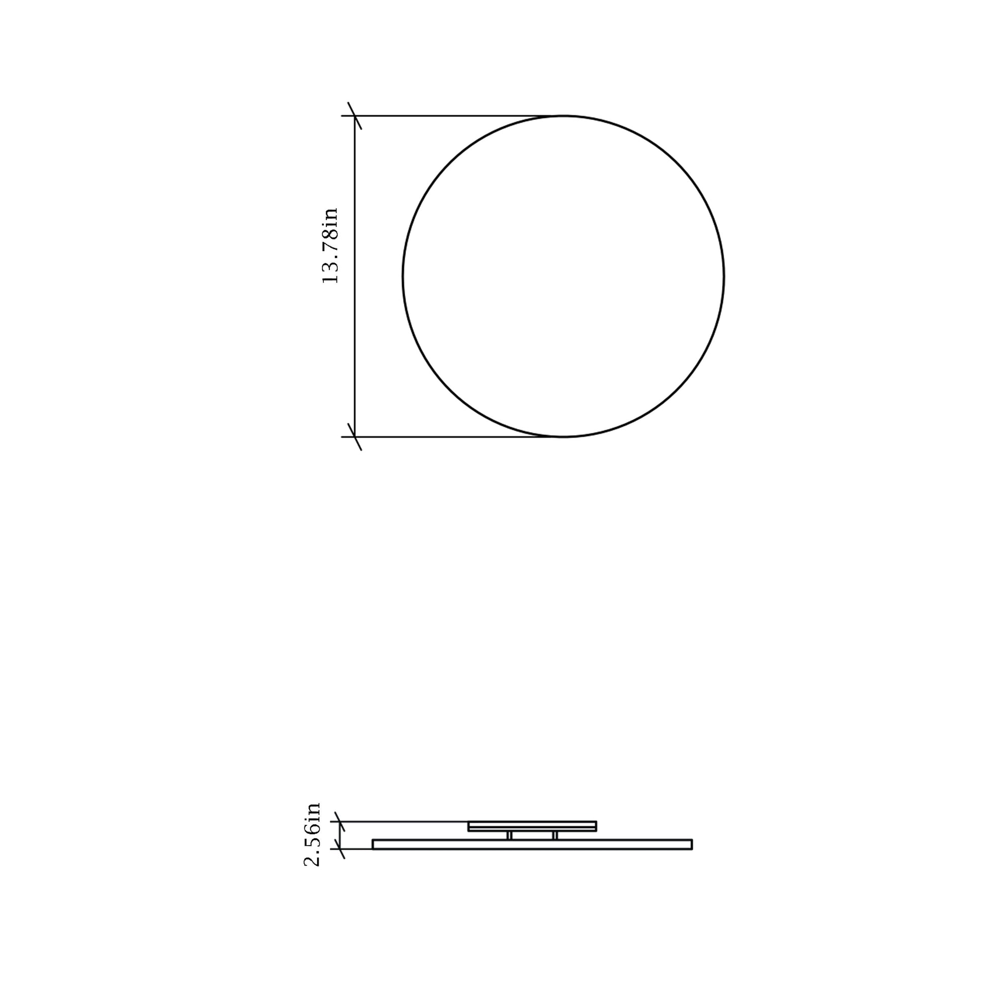 Clean Round LED Wall Light - line drawing.