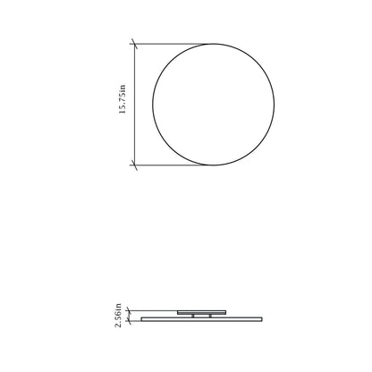Clean Round LED Wall Light - line drawing.