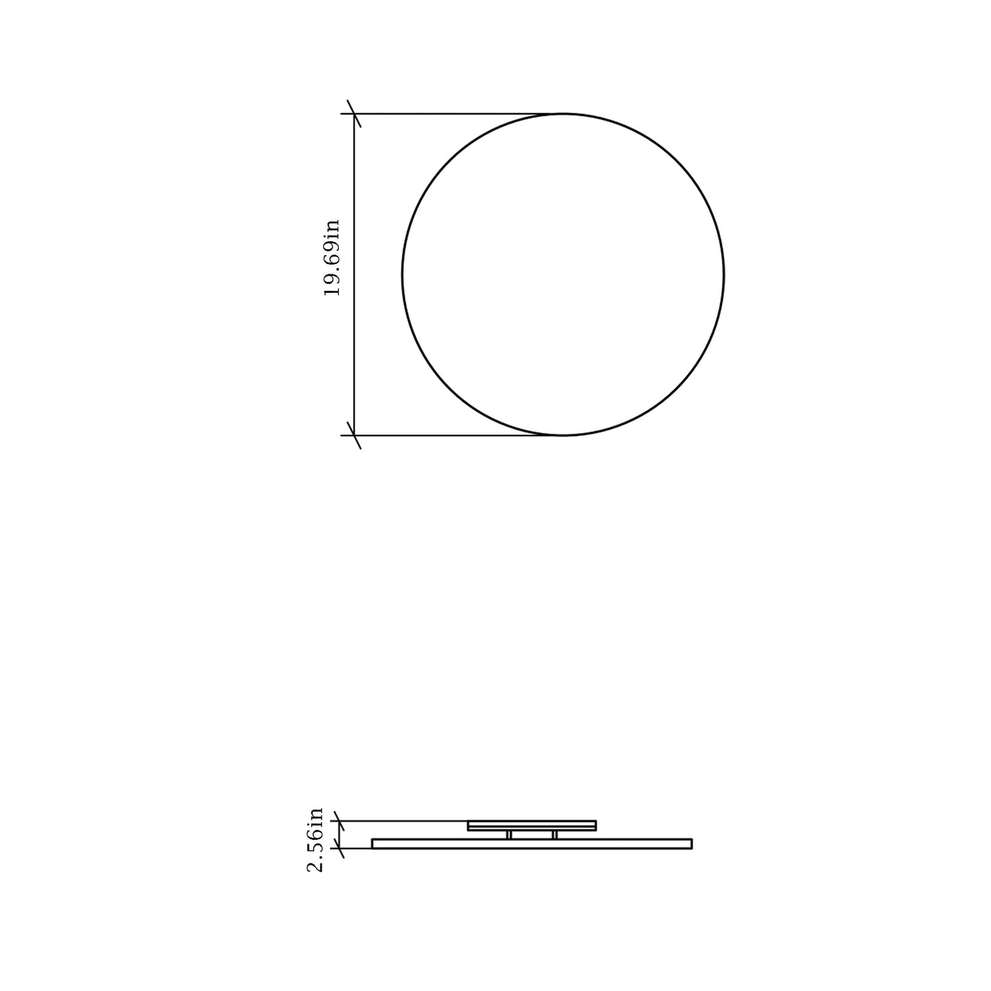 Clean Round LED Wall Light - line drawing.