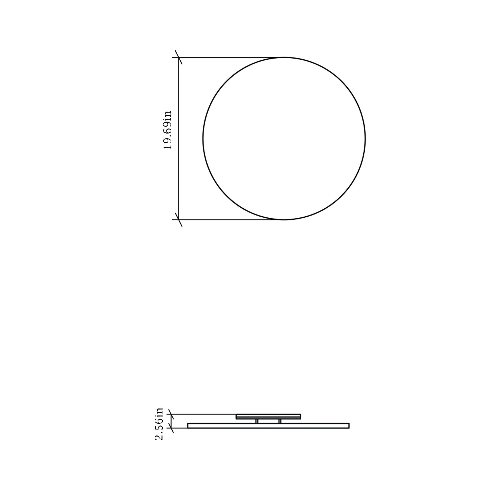 Clean Round LED Wall Light - line drawing.