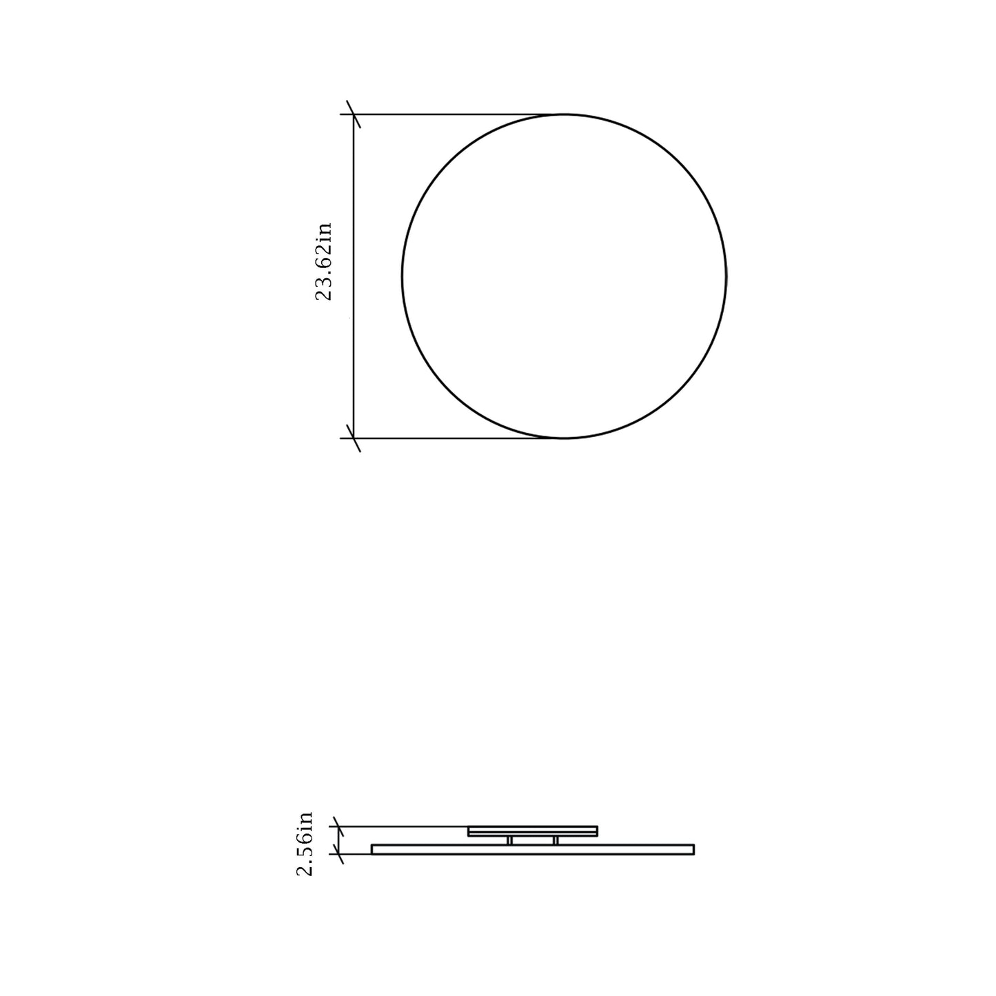 Clean Round LED Wall Light - line drawing.