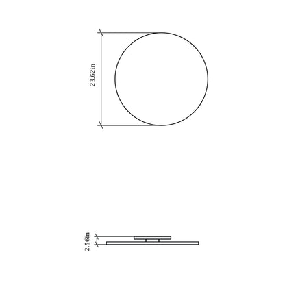 Clean Round LED Wall Light - line drawing.