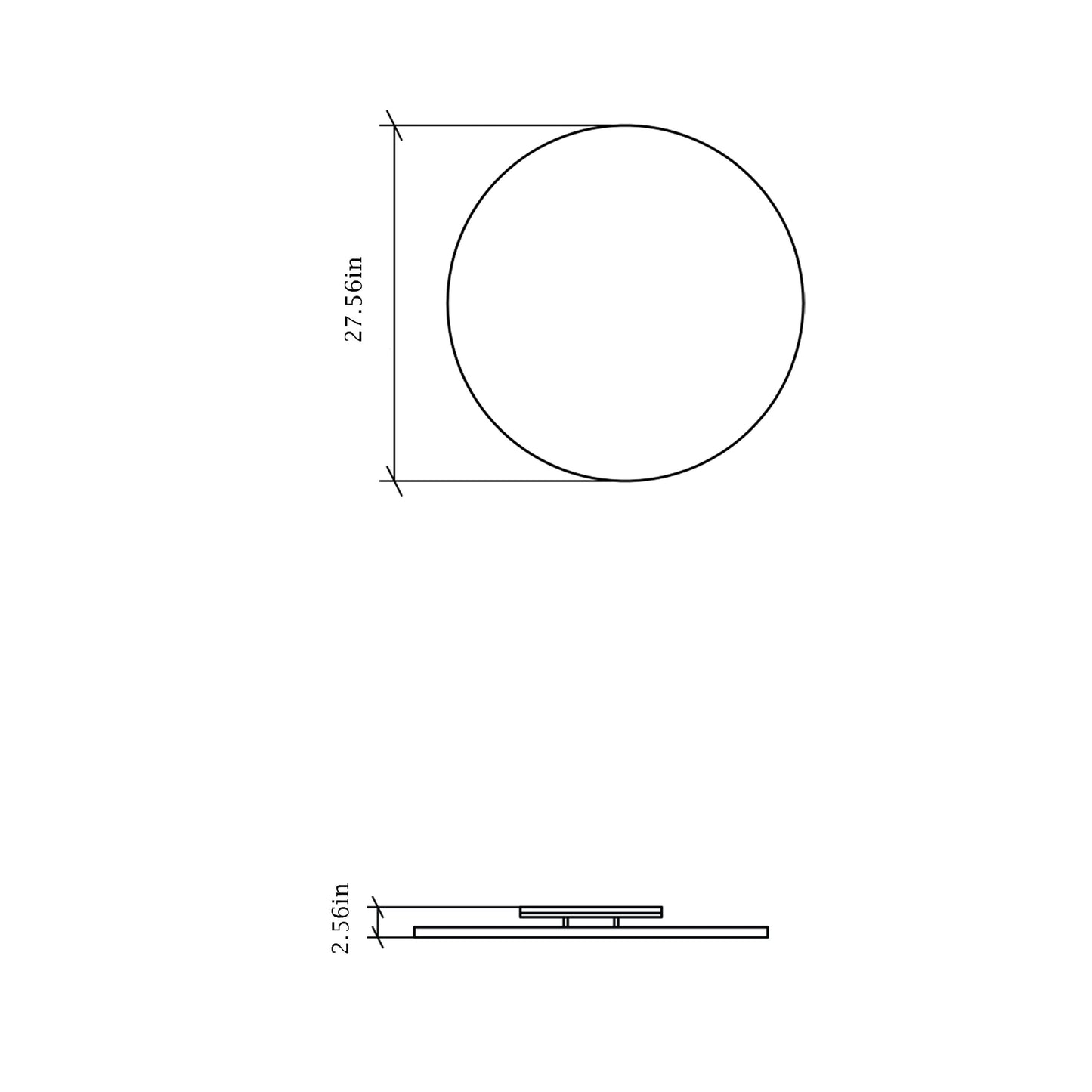 Clean Round LED Wall Light - line drawing.