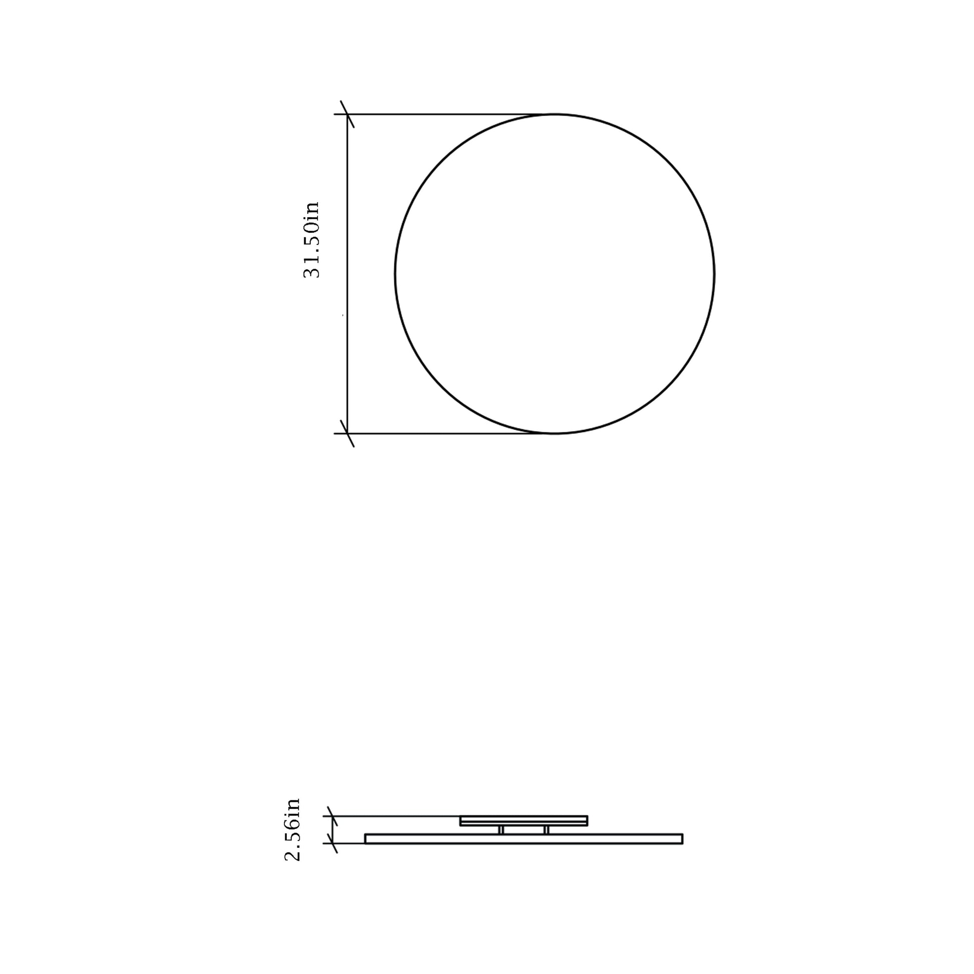 Clean Round LED Wall Light - line drawing.