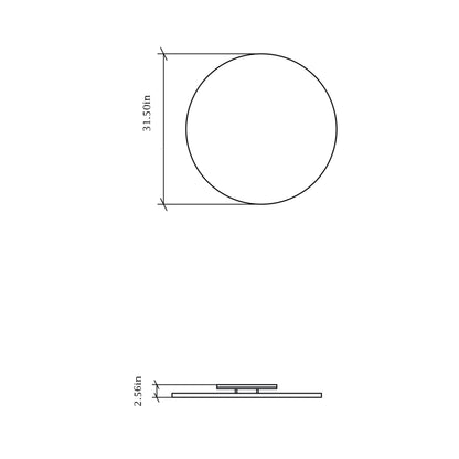 Clean Round LED Wall Light - line drawing.