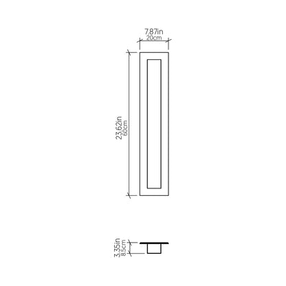 Clean Vertical Wall Light - line drawing.