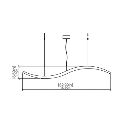 Clean Wave LED Pendant Light - line drawing.