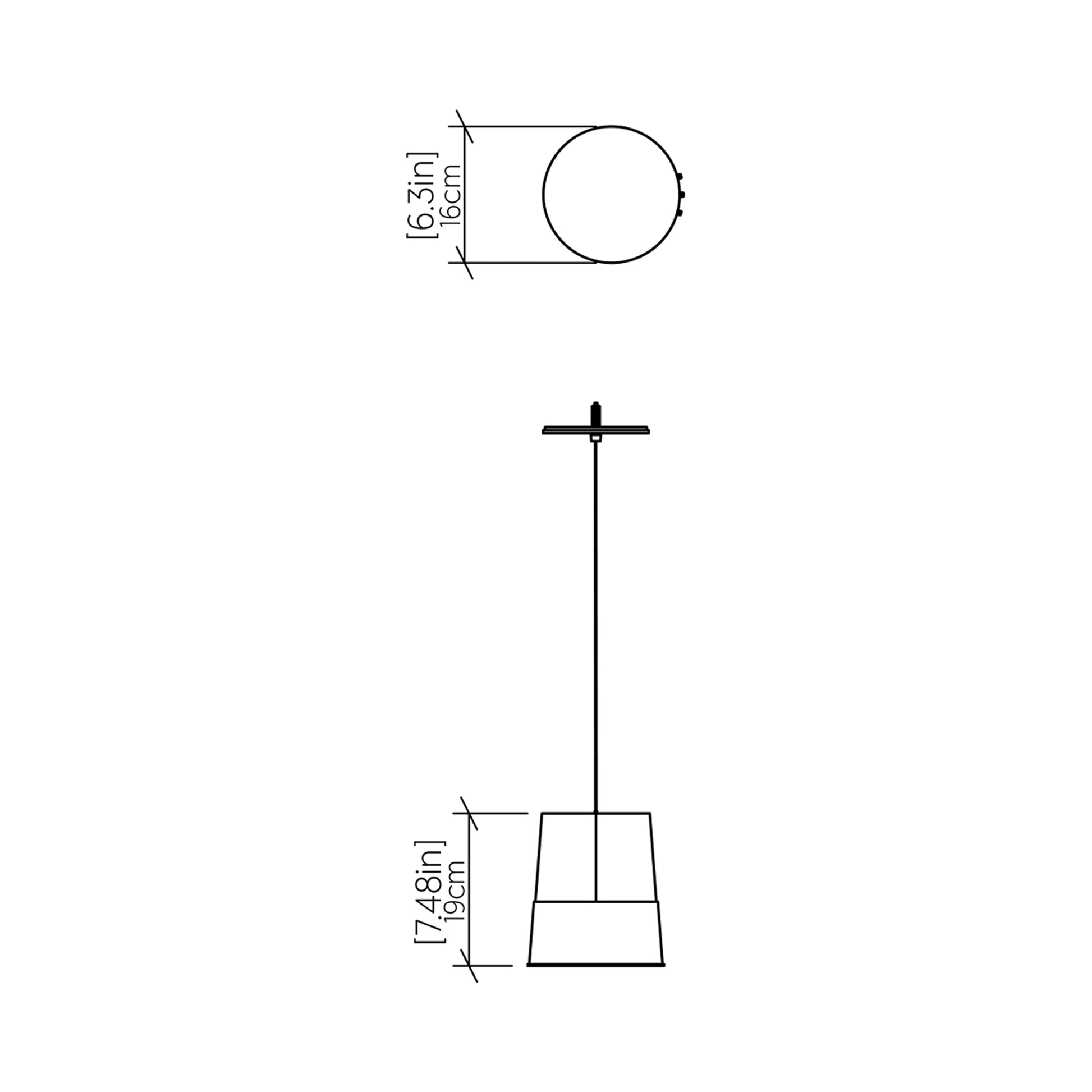 Conical 1151 Pendant Light - line drawing.