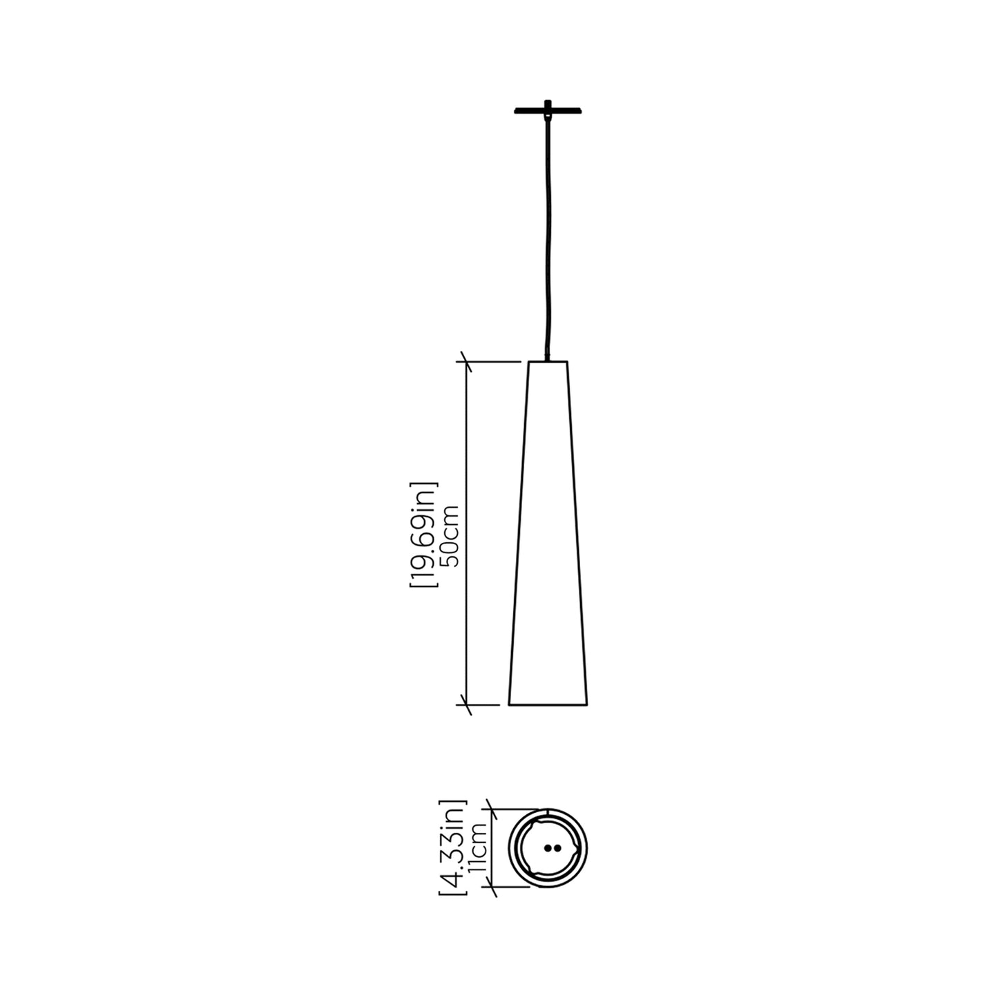 Conical 1278 Pendant Light - line drawing.