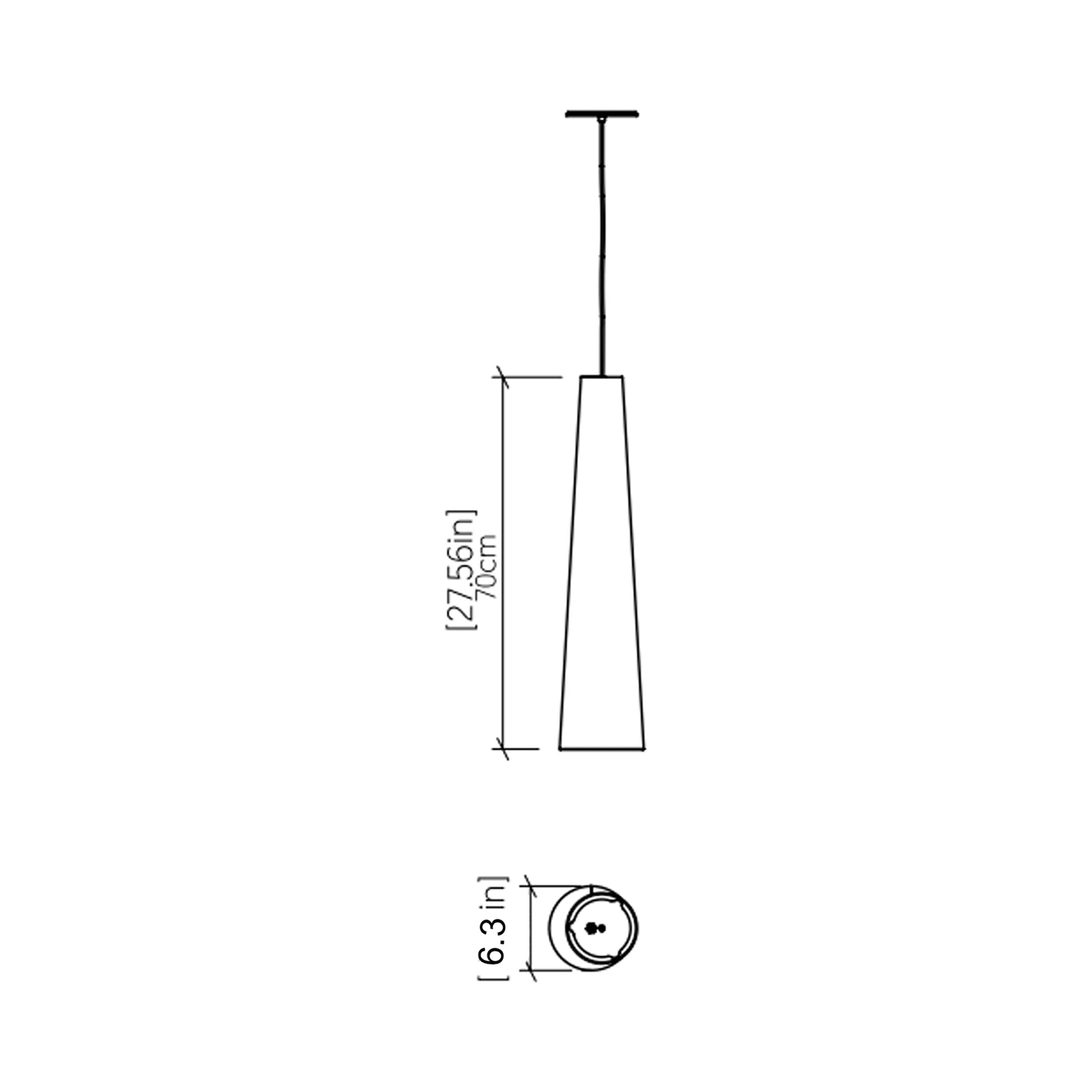 Conical 1278 Pendant Light - line drawing.