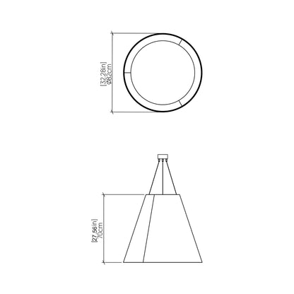 Conical 295 LED Pendant Light - line drawing.