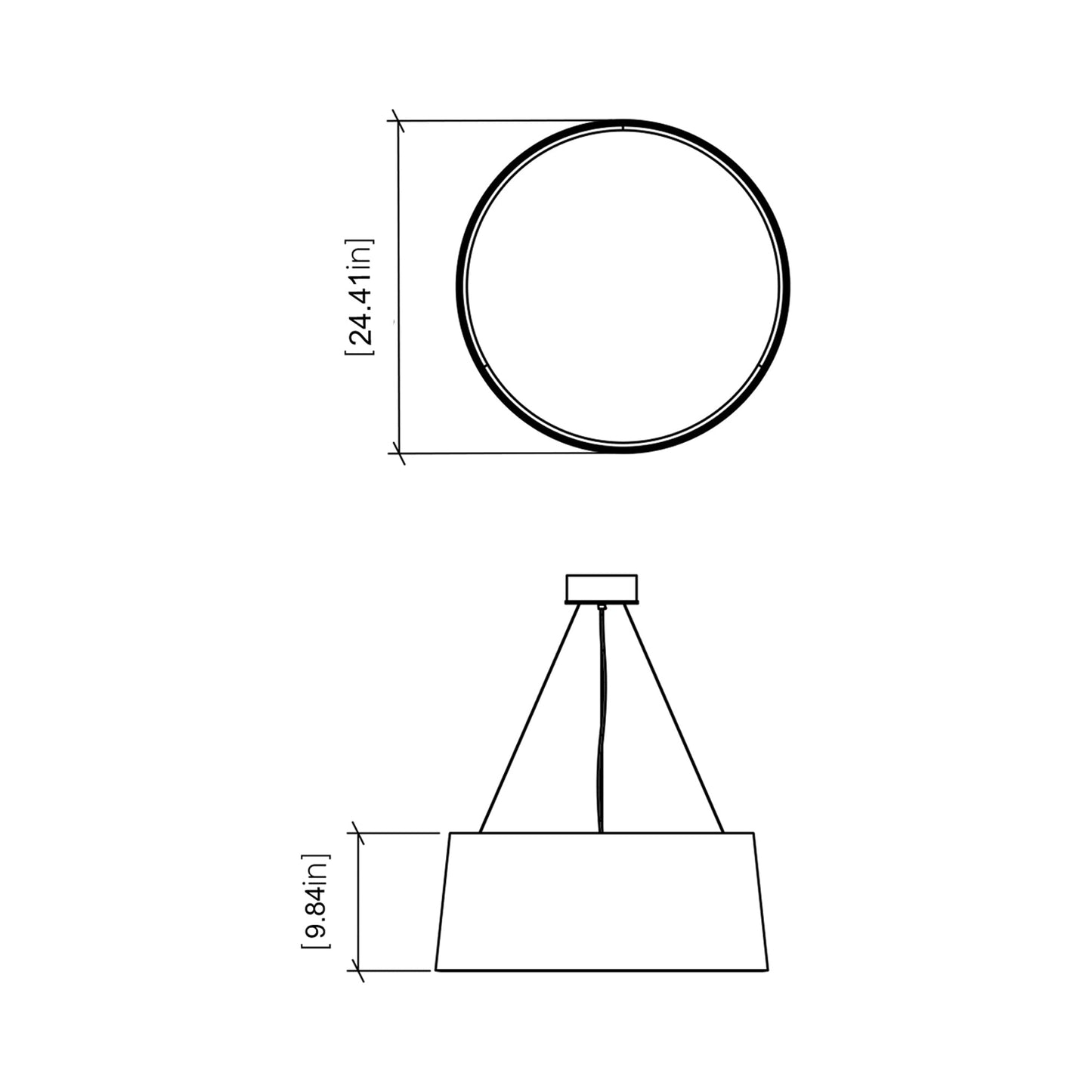 Conical 296 LED Pendant Light - line drawing.