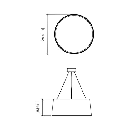 Conical 296 LED Pendant Light - line drawing.