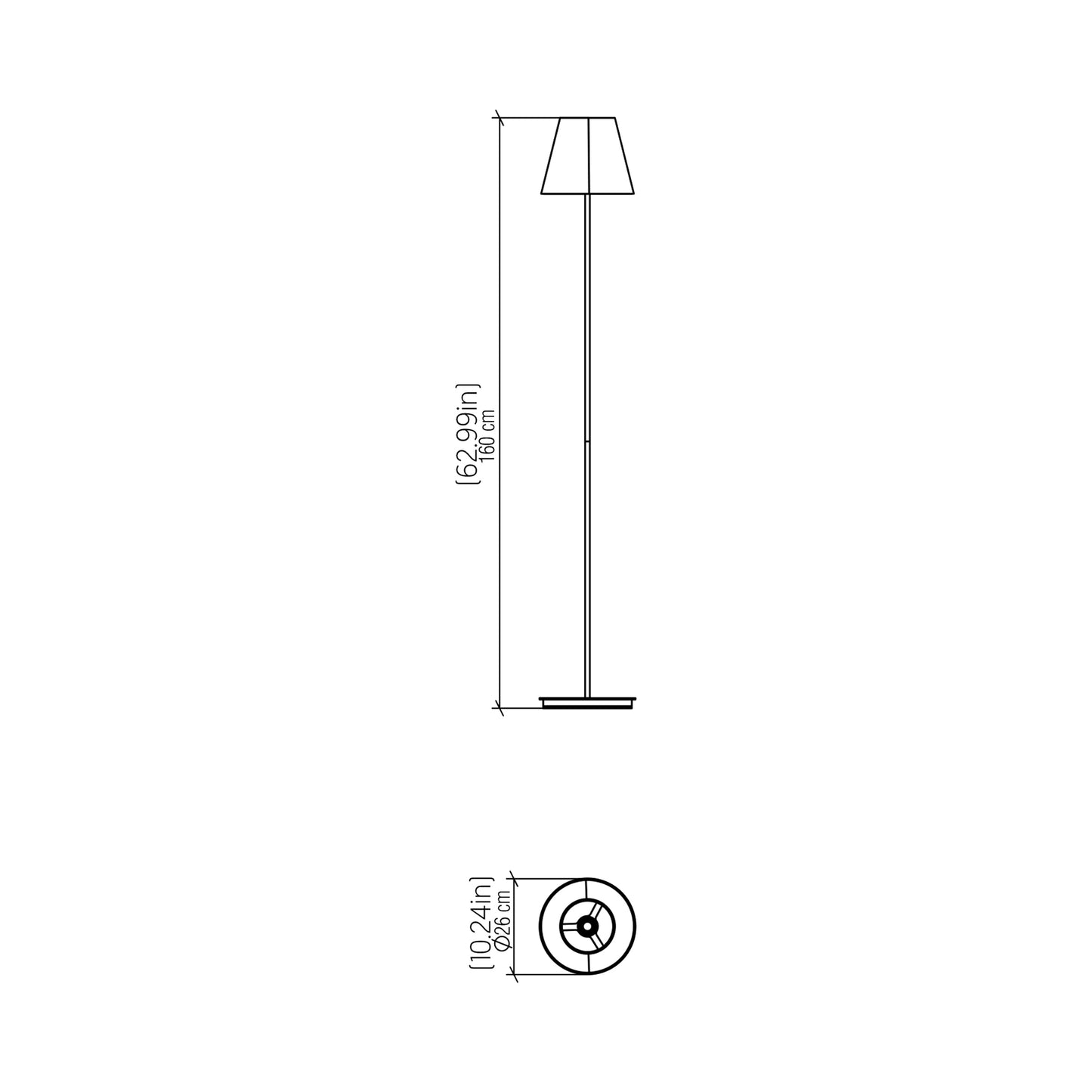 Conical 3053 Floor Lamp - line drawing.