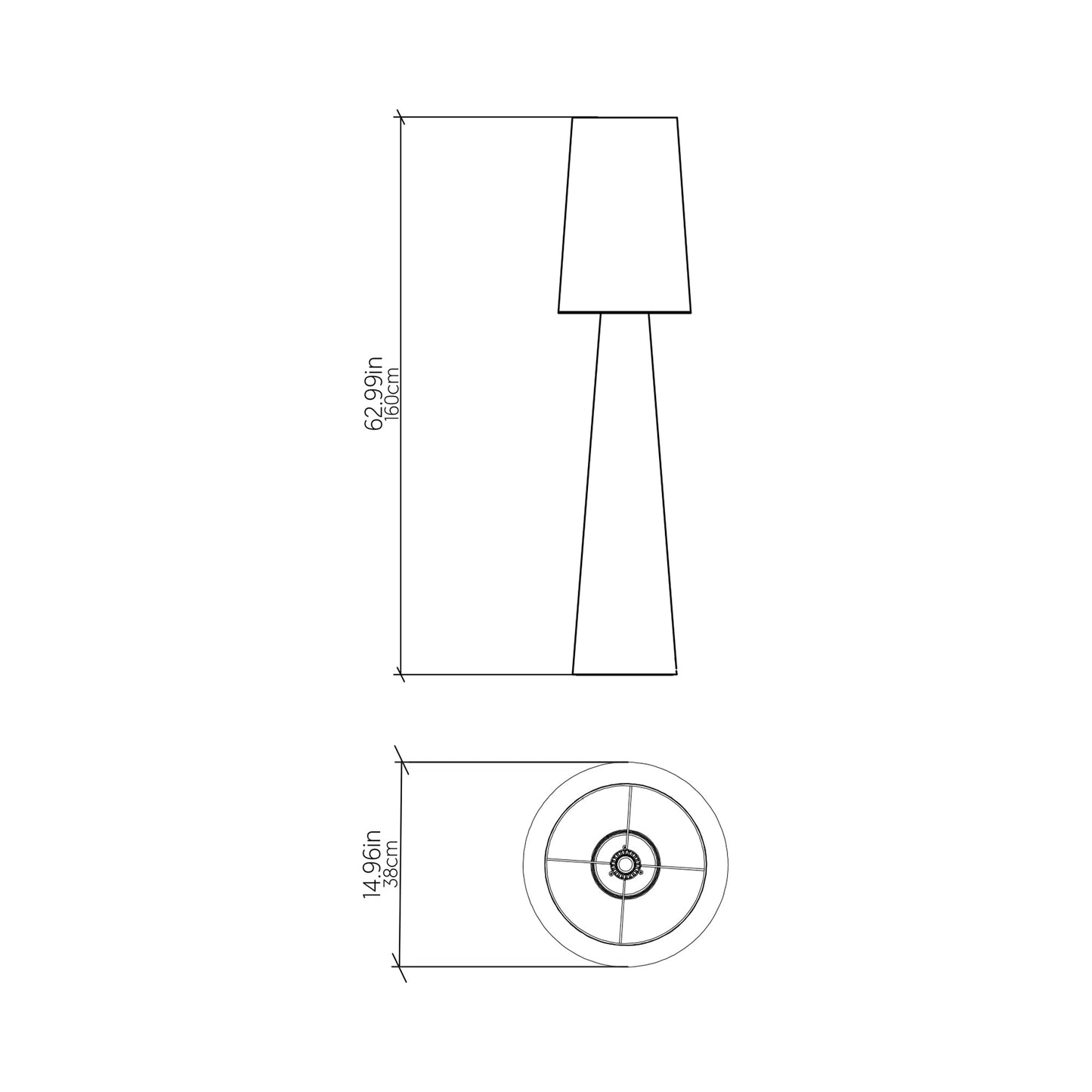 Conical 3062 Floor Lamp - line drawing.