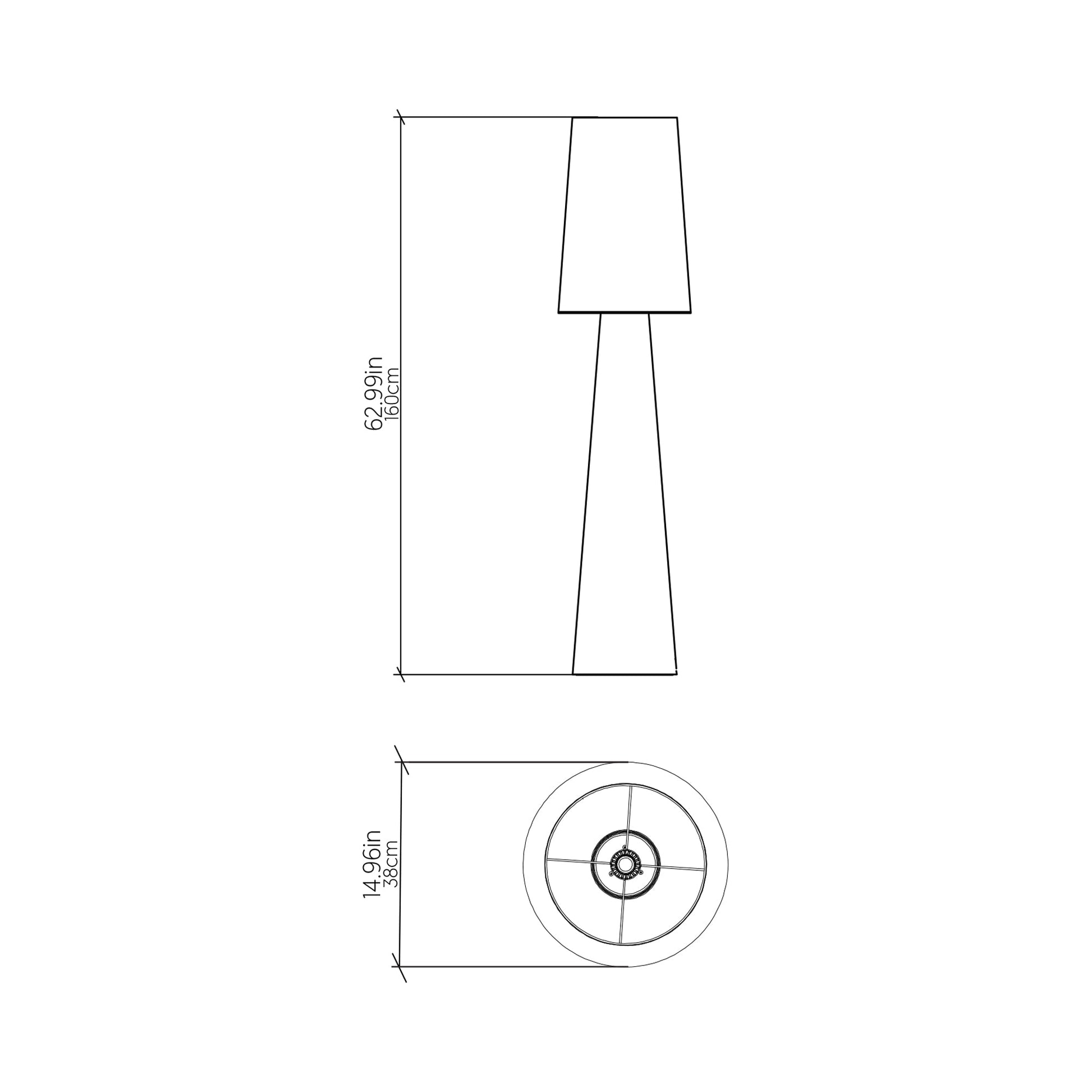 Conical 3062 Floor Lamp - line drawing.