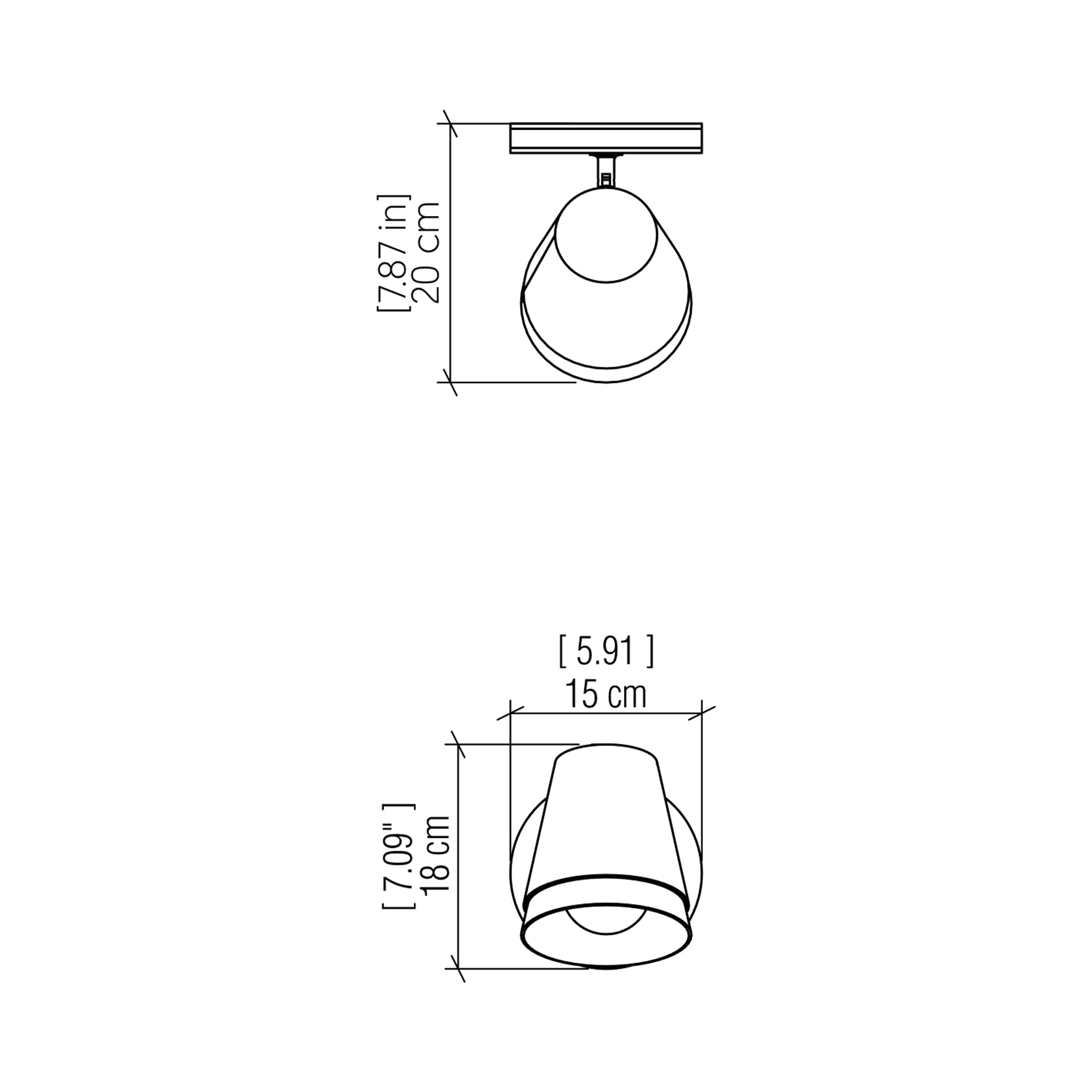 Conical 4138 Wall Light - line drawing.
