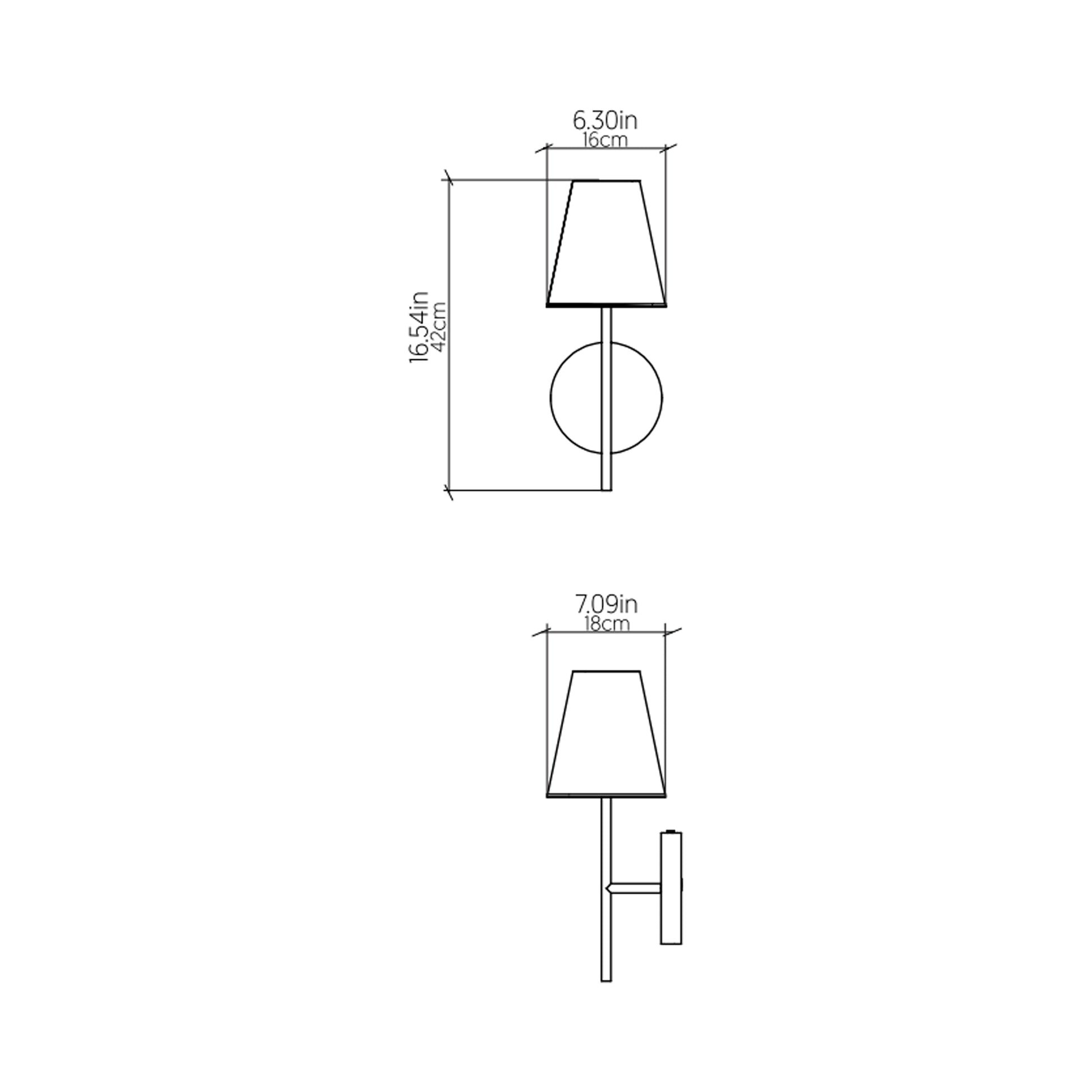 Conical 4209 Wall Light - line drawing.