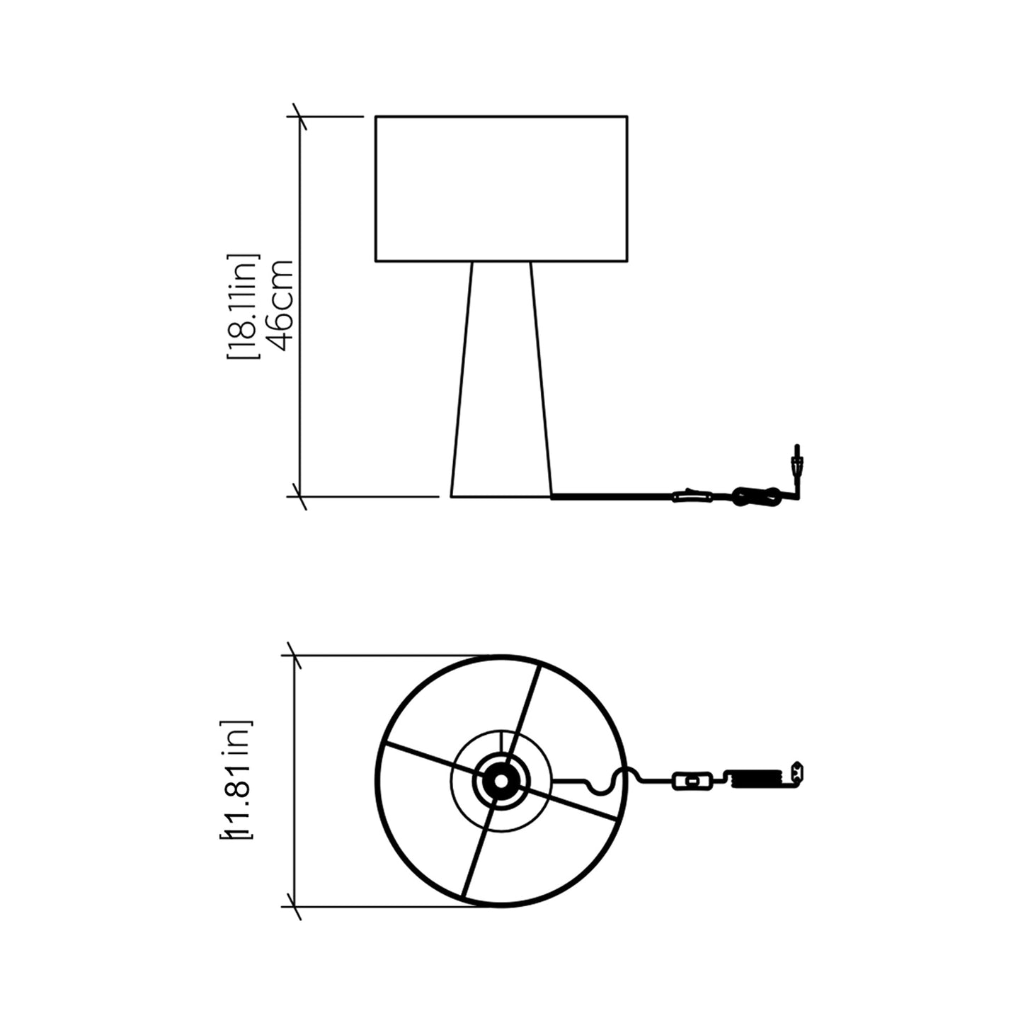 Conical 702 Table Lamp - line drawing.