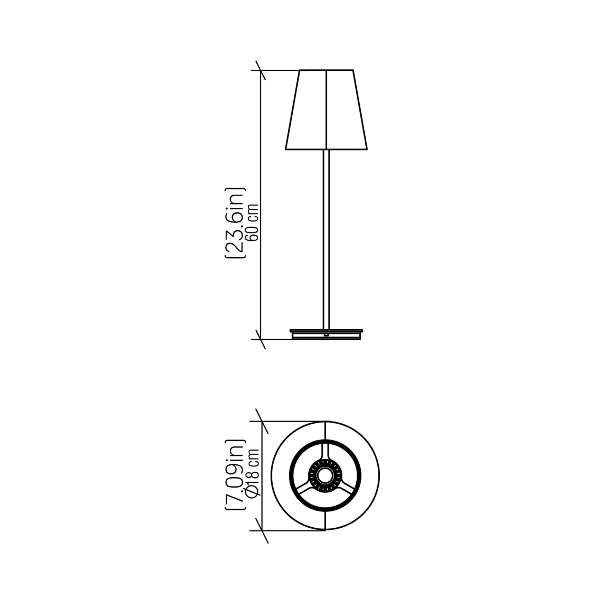 Conical 707 Table Lamp - line drawing.