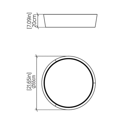 Conical LED Flared Flush Mount Ceiling Light - line drawing.