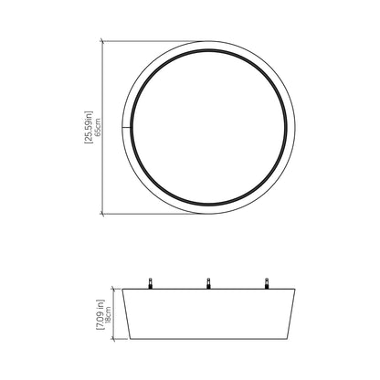 Conical LED Flared Flush Mount Ceiling Light - line drawing.