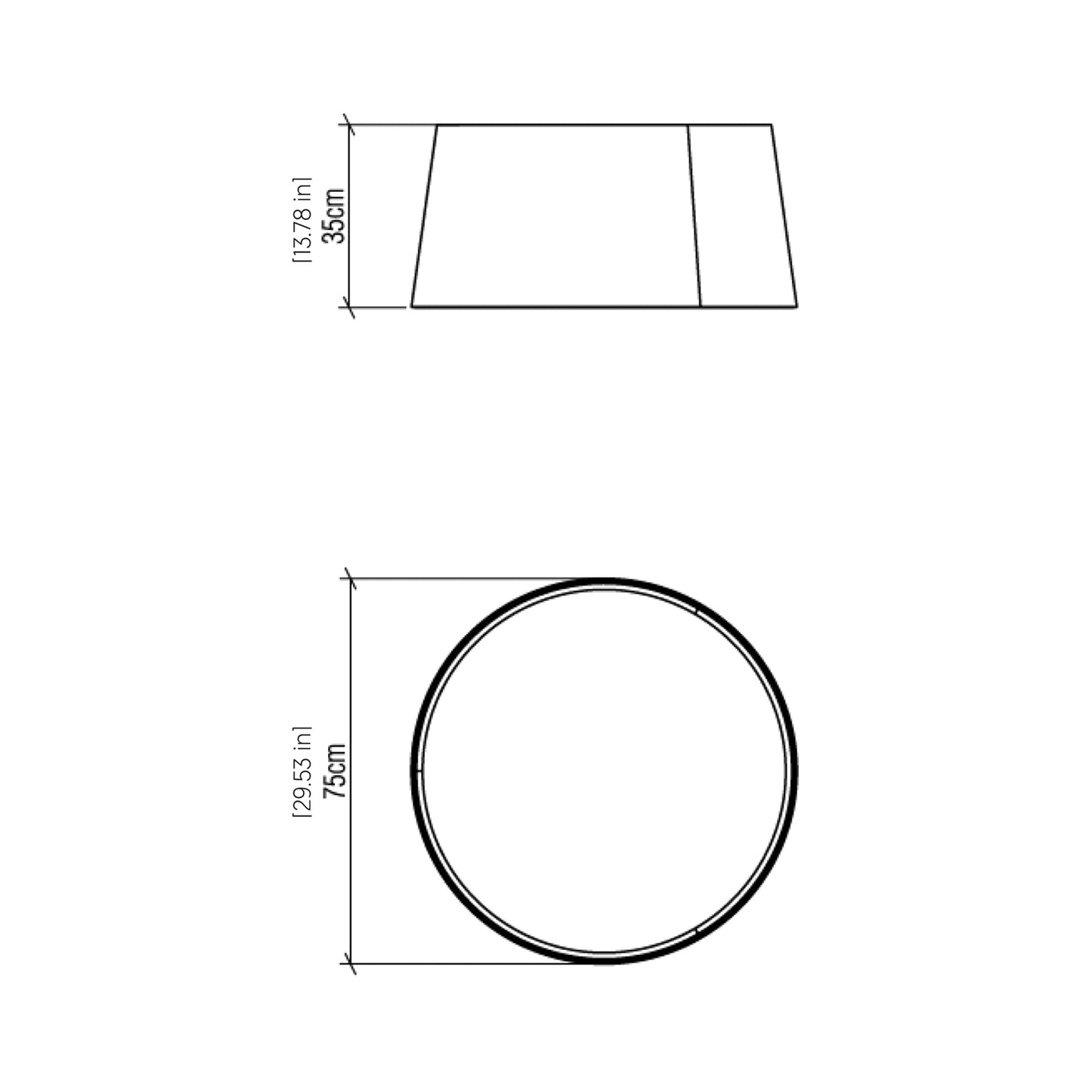 Conical LED Narrow Flush Mount Ceiling Light - line drawing.