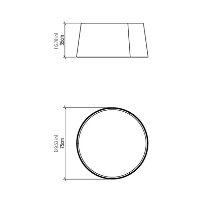 Conical LED Narrow Flush Mount Ceiling Light - line drawing.
