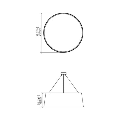 Conical LED Pendant Light - line drawing.
