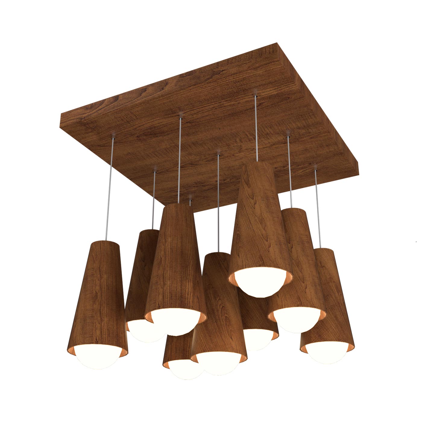 Conical Multi Light Pendant Light in Imbuia.