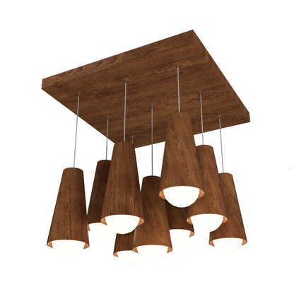 Conical Multi Light Pendant Light in Imbuia.
