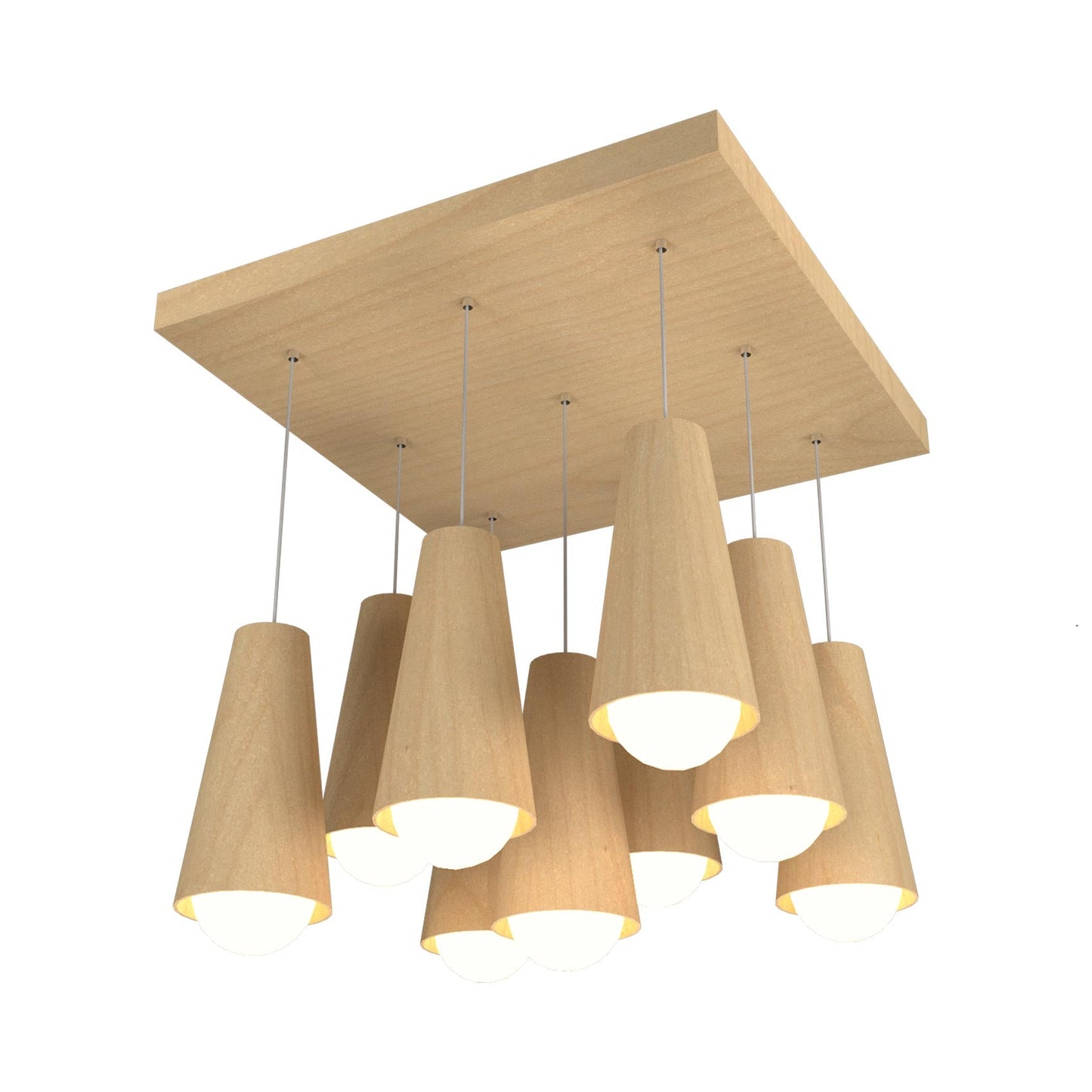Conical Multi Light Pendant Light in Maple.