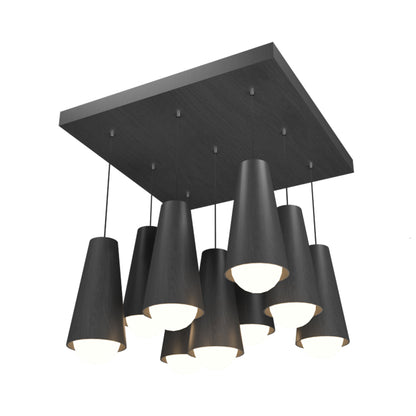 Conical Multi Light Pendant Light in Organic Lead Grey.