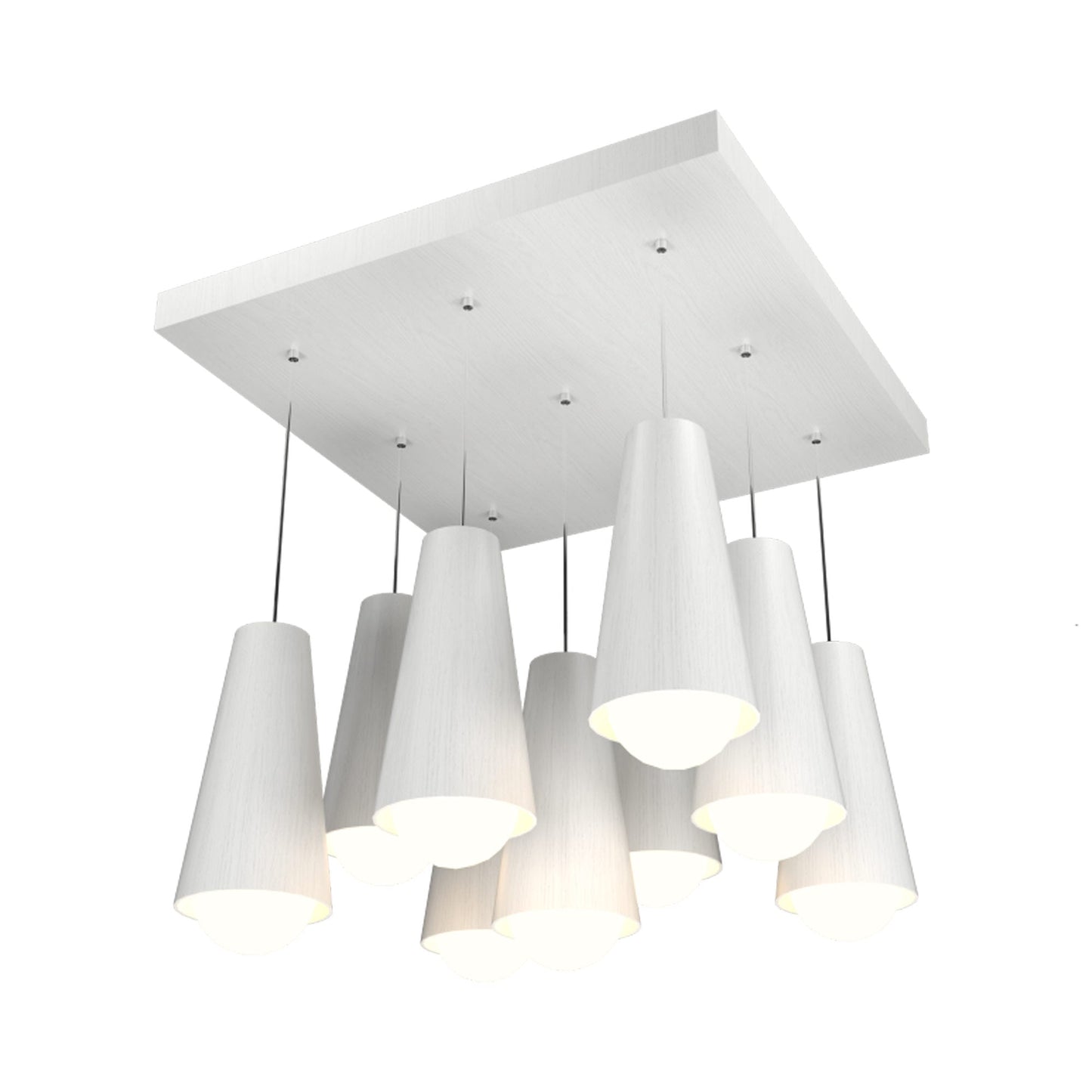 Conical Multi Light Pendant Light in Organic White.