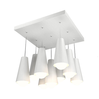 Conical Multi Light Pendant Light in Organic White.