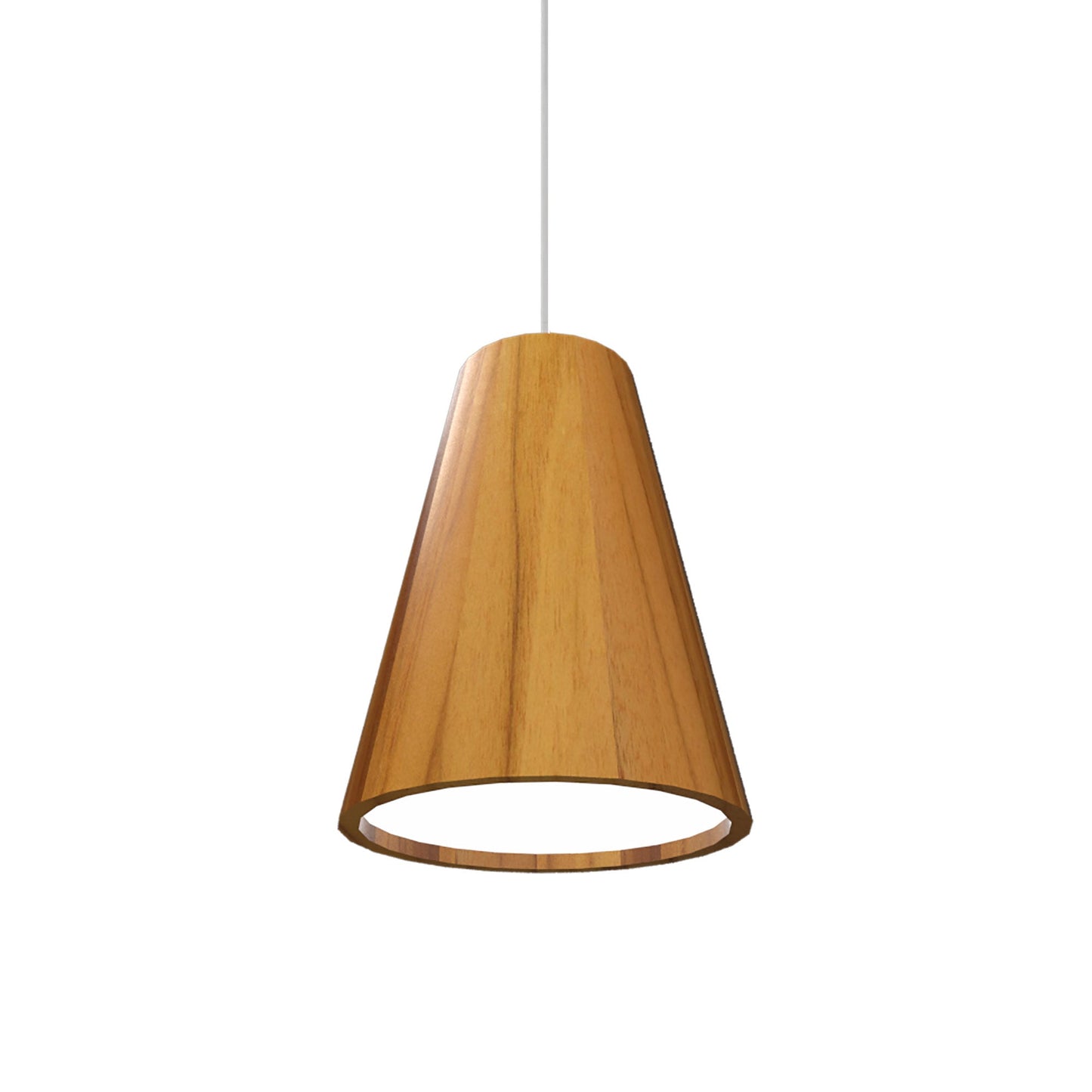 Conical Narrow Pendant Light in Teak (Small).
