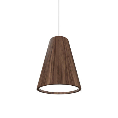 Conical Narrow Pendant Light in American Walnut (Small).
