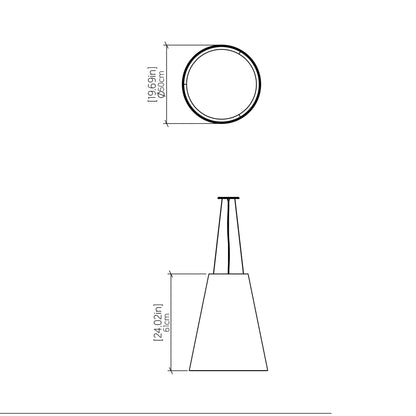 Conical Narrow Pendant Light - line drawing.