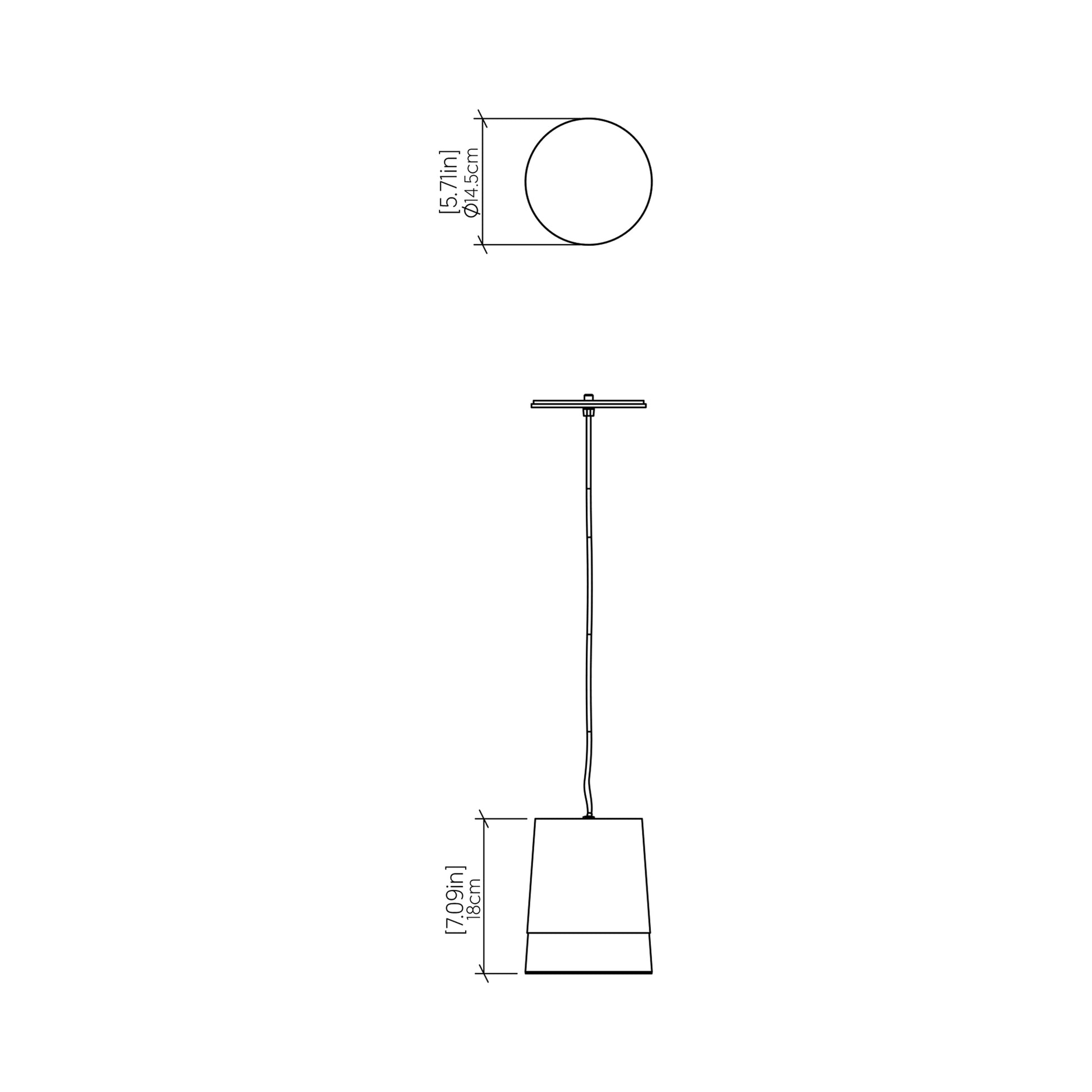 Conical Pendant Light - line drawing.