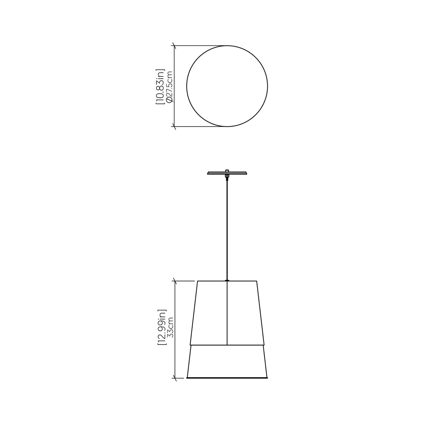 Conical Pendant Light - line drawing.