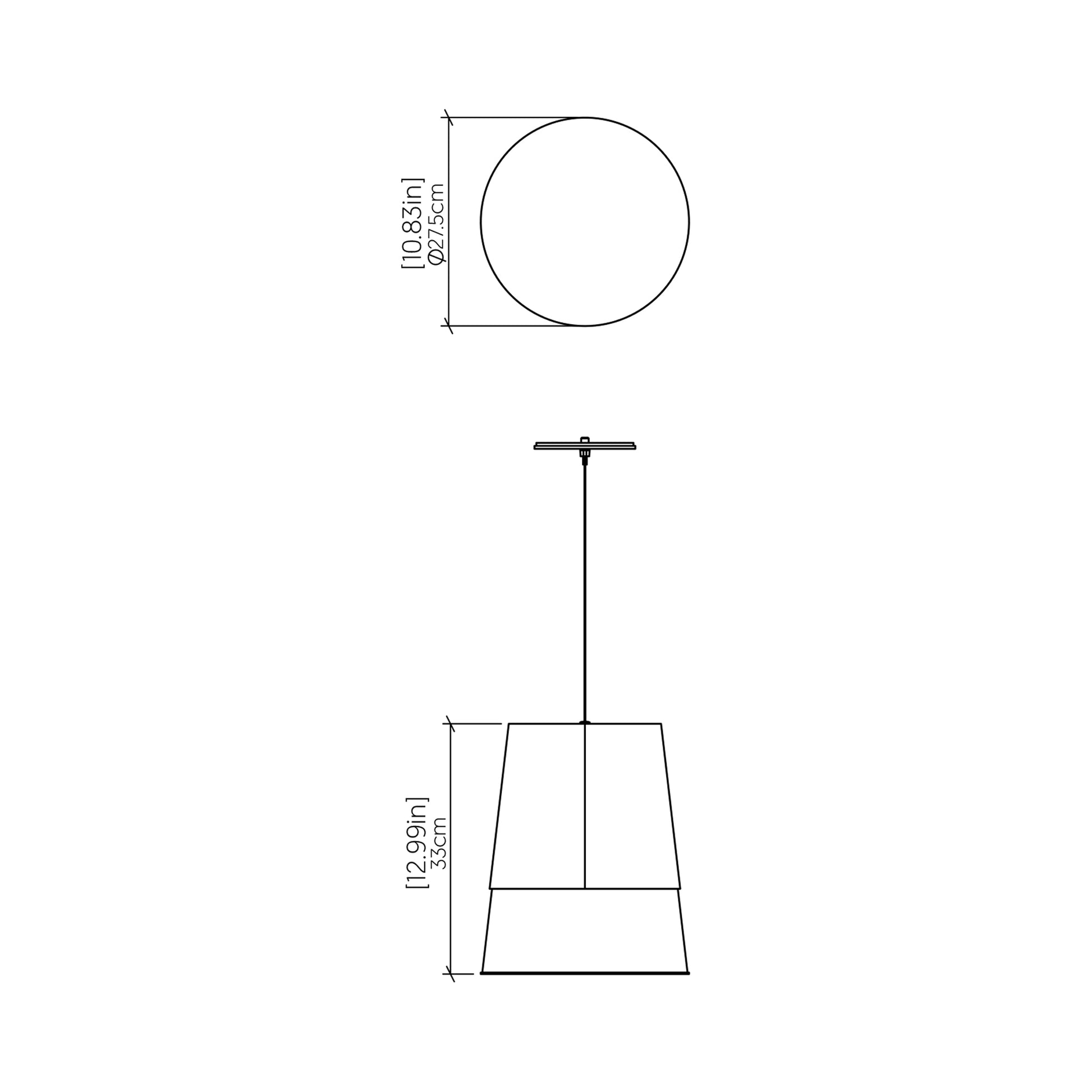 Conical Pendant Light - line drawing.