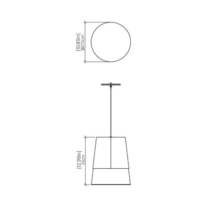 Conical Pendant Light - line drawing.