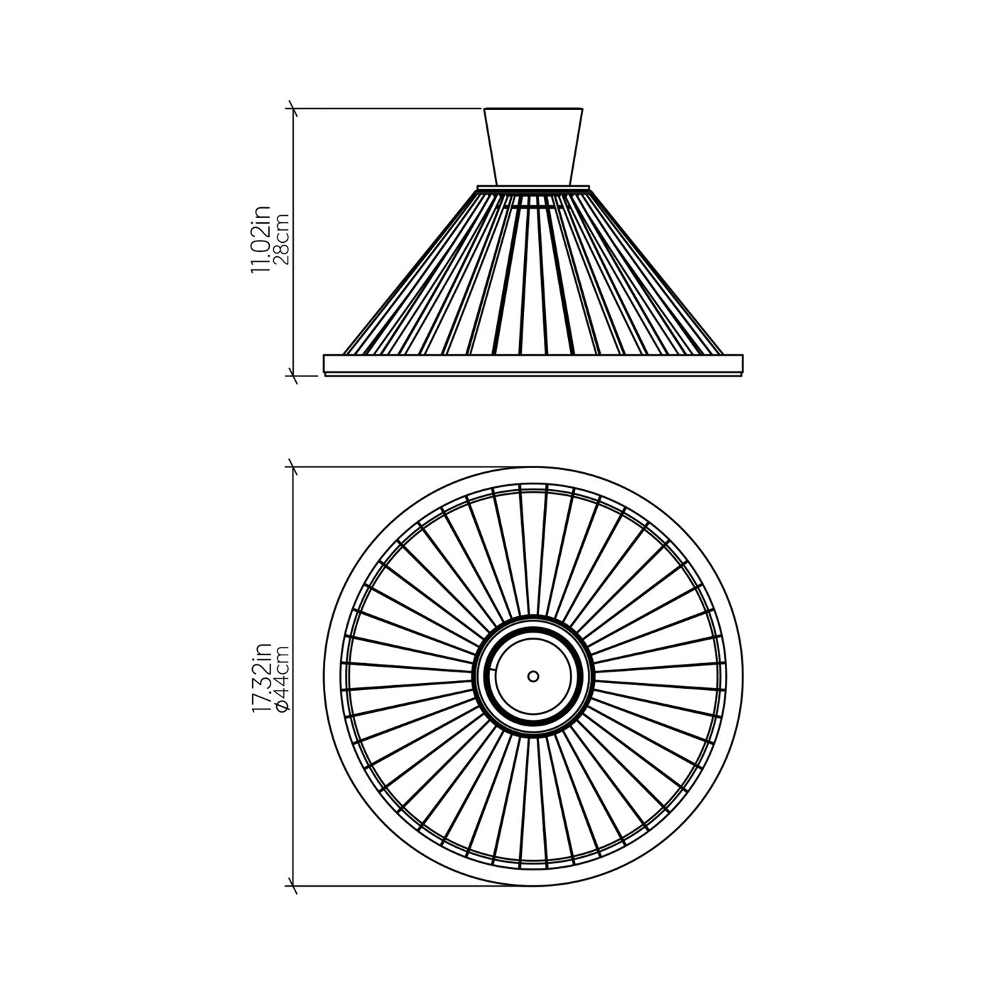 Corda 153 Pendant Light - line drawing.